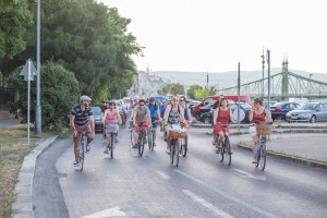 Group of people cycling